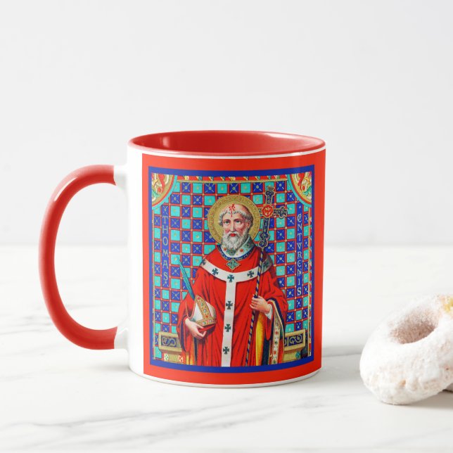 St. Thomas Becket dans Red Chasuble (K 34) Mug (Avec donut)