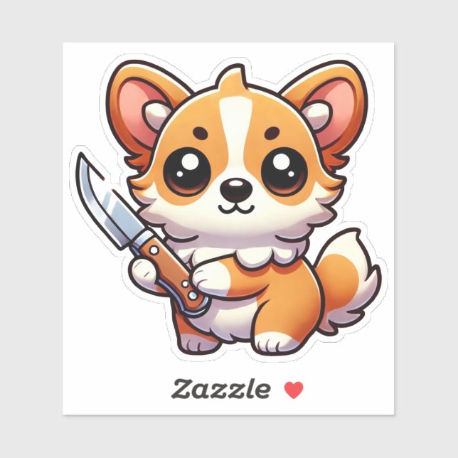 Stabbility : Autocollant vinyle Kawaii Corgi (Feuille)
