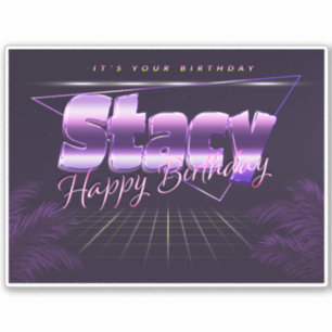 Stacy Nom Prénom Lila retro Sticker