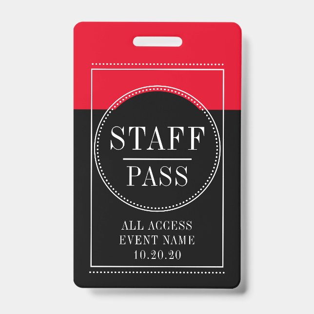 Staff All Access Event Red Black Badge (Face)