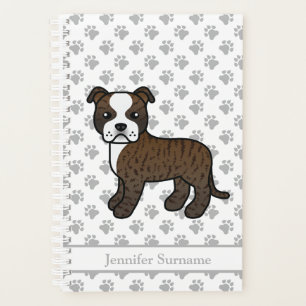 Staffie Bringé Et Blanc Chien De Dessin Animé Mign