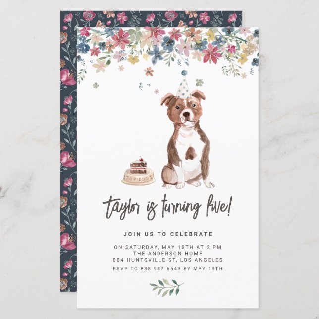 Staffordshire Bull Terrier Chien Anniversaire Invi (Devant / Derrière)