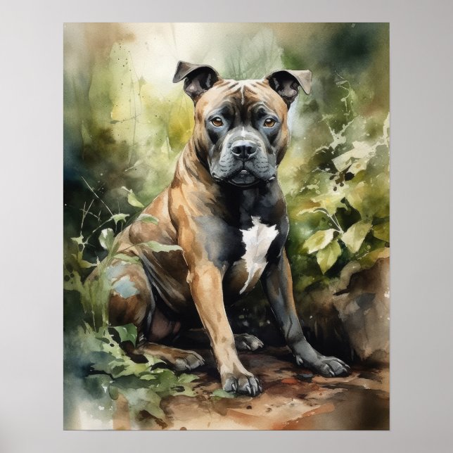 Staffordshire Bull Terrier Dog Art Imprimer Poster (Devant)