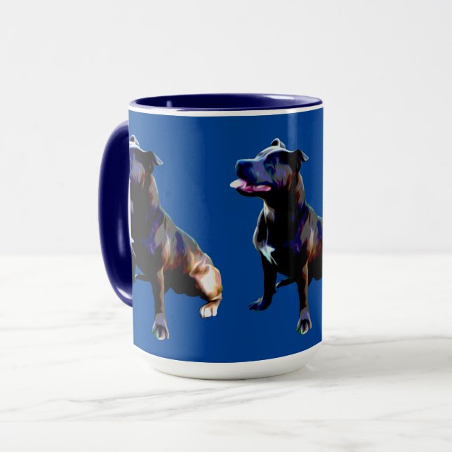 Staffordshire Bull Terrier Peint, Café Mug (Devant gauche)