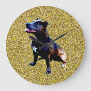 Staffordshire Bull Terrier Sur Or, Grande Horloge