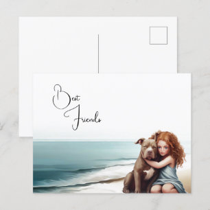 Staffordshire Pitbull & Girl Keepsaké carte postal
