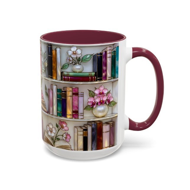 Stained Glass Bookshelf Mug | Book Lover Gift (Créateur téléchargé)