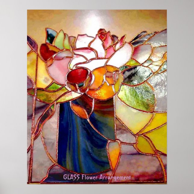 Stained Glass Flower Arrangement Elegant Poster (Devant)