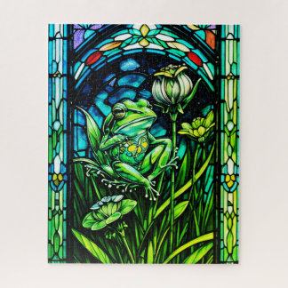 Stained Glass Frog Jigsaw Puzzle
