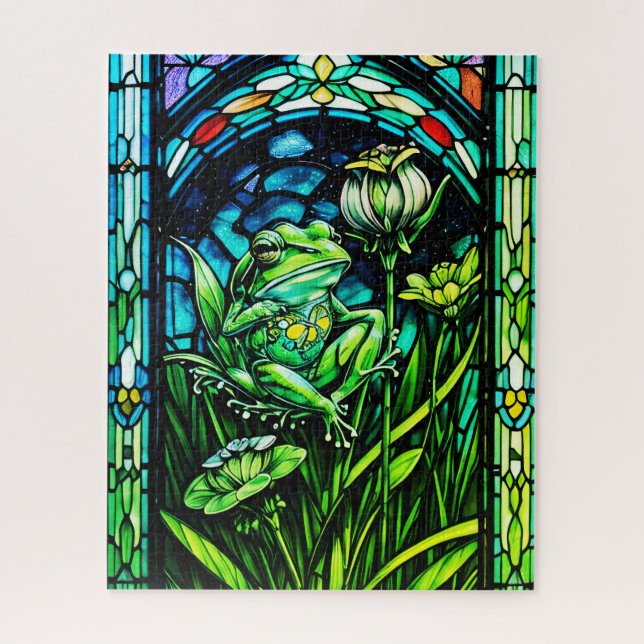 Stained Glass Frog Jigsaw Puzzle (Vertical)