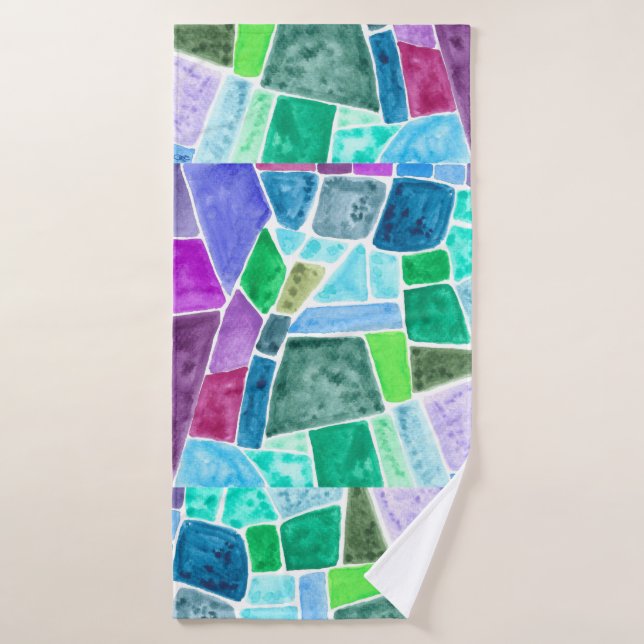 Stained Glass Mosaic Tile Art Bath Towel (Serviette de bain)