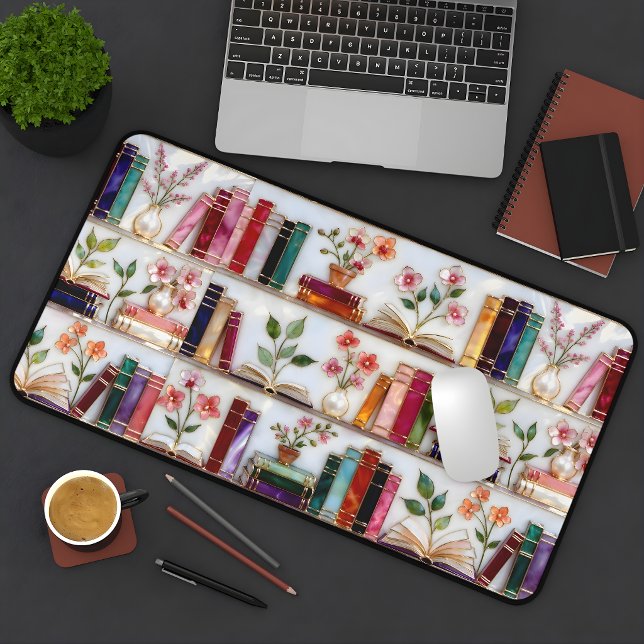 Stained Glass Style Bookshelf Desk Mat (Créateur téléchargé)