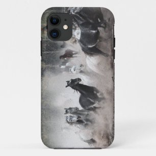Stampeding Mustang Horses & Teepee iPhone 5 Coque