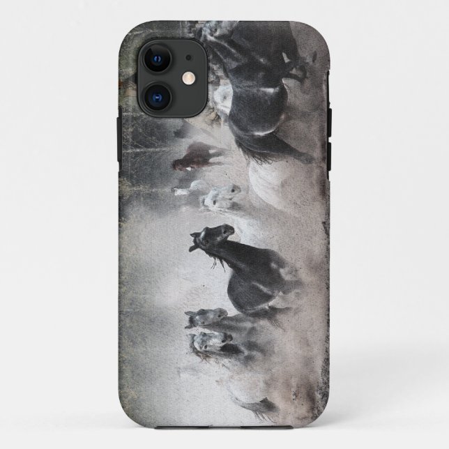 Stampeding Mustang Horses & Teepee iPhone 5 Coque (Dos)
