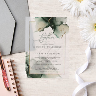 Stand Alone Moderne Sage Green Vellum Invitation