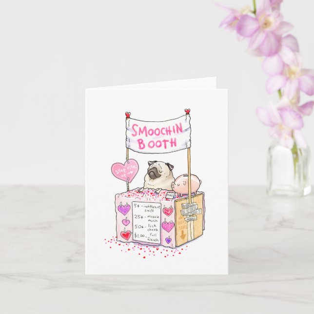 Stand de bisous fawn pug carte de la Saint-Valenti (Orchidée)