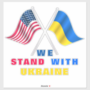 Stand With Ukraine USA and Ukraine Flags Sticker