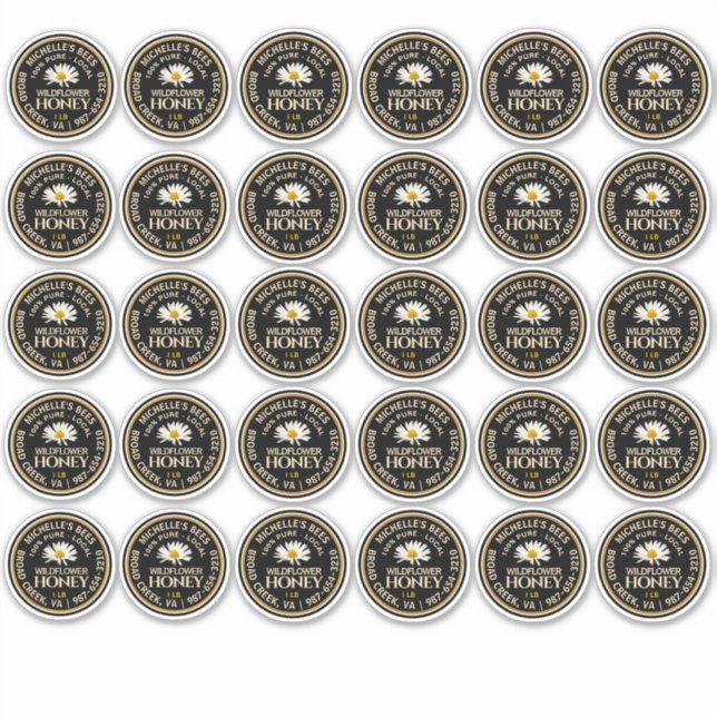 Standard Mason Jar Lid Honey Étiquette Daisy 2,125 (Devant)