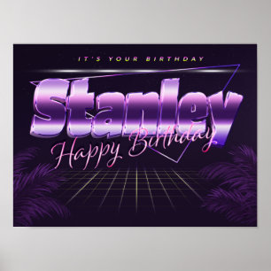 Stanley Nom Vorname lila retro Poster Geburtstag