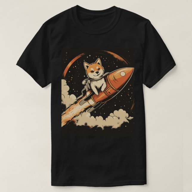 Stanley Shiba Inu sur un T-shirt à fusée (Design devant)