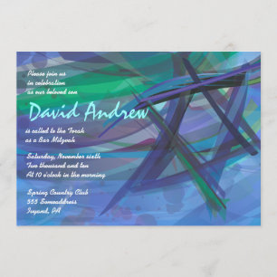 STAR Bat Bar Mitzvah Invitation bleu
