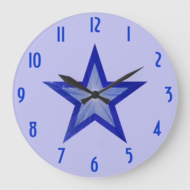 Star Bleu foncé 'numéros' horloge ronde pâle (Recto)
