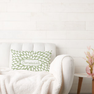 Star Burst Flower Fern Green Coussin personnalisé