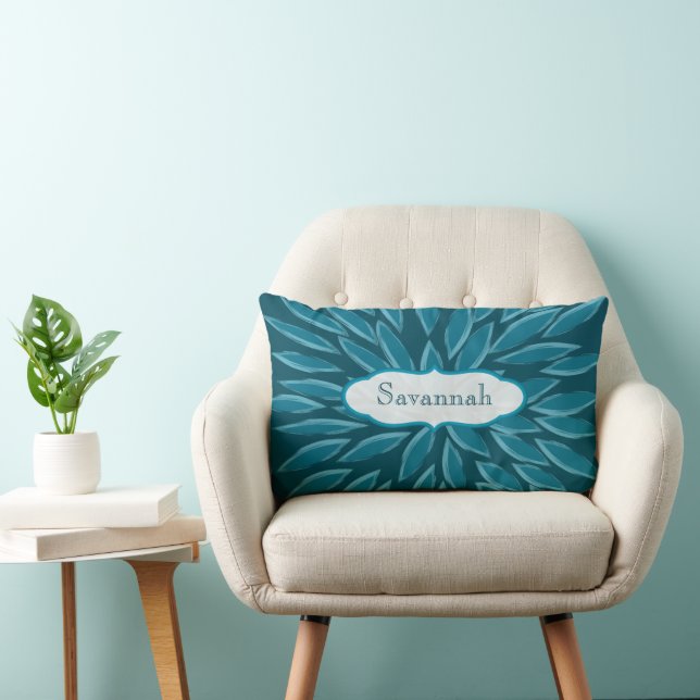 Star Burst Flower Turquoise Coussin personnalisé (Chaise)