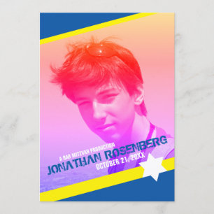 Star moderne de David Photo Bar Invitation Mitzvah