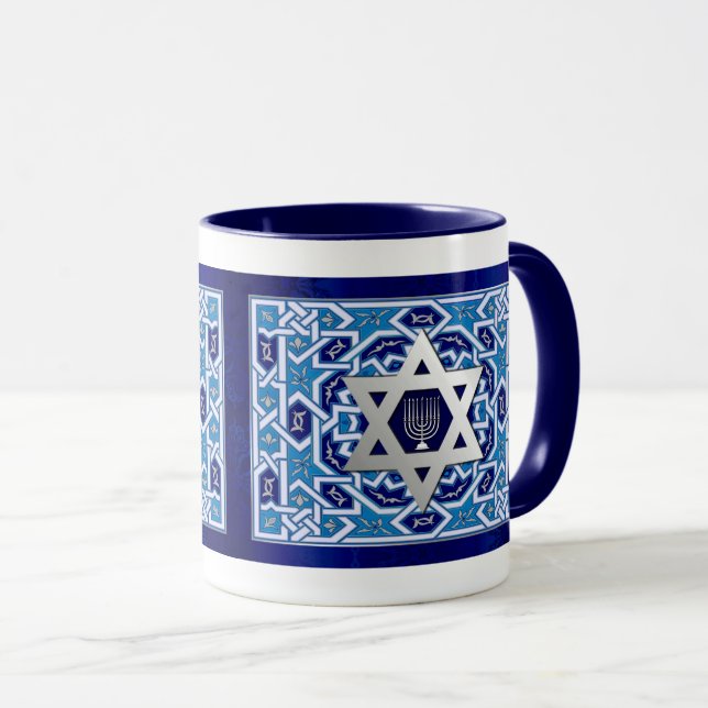 Star of David et Menorah Hanoukka Gift Mugs (Devant droit)