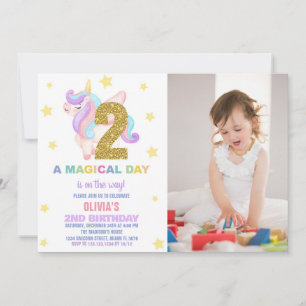 Star Rainbow Unicorn Birthday Invitations photo