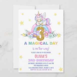 Star Rainbow Unicorn Invitations Anniversaire Vol