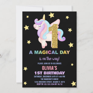 Star Rainbow Unicorn Invitations Anniversaire Vol
