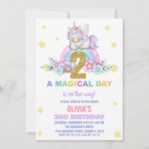 Star Rainbow Unicorn Invitations Anniversaire Vol