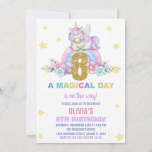 Star Rainbow Unicorn Invitations Anniversaire Vol
