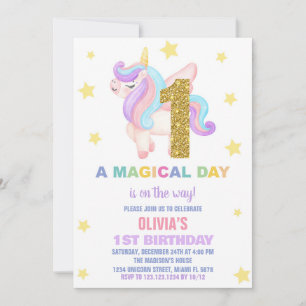 Star Rainbow Unicorn Invitations Anniversaire Vol