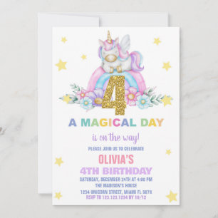 Star Rainbow Unicorn Invitations Anniversaire Vol