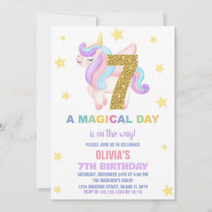 Star Rainbow Unicorn Invitations Anniversaire Vol