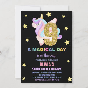Star Rainbow Unicorn Invitations Anniversaire Vol