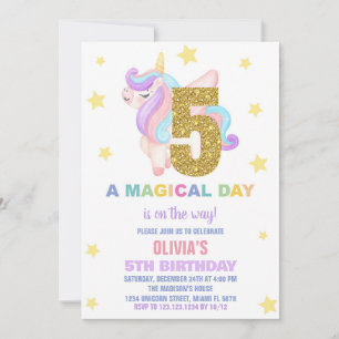 Star Rainbow Unicorn Invitations Anniversaire Vol