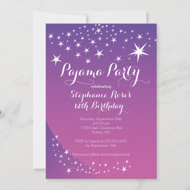 Star Sleepover Party Anniversaire Invitations (Devant)