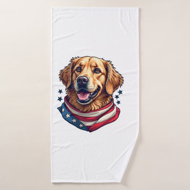 Star Spangled Golden Retriever Vintage Tee (Serviette de bain)