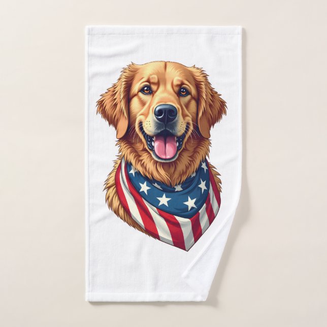 Star Spangled Golden Retriever Vintage Tee 4 (Serviette à main)