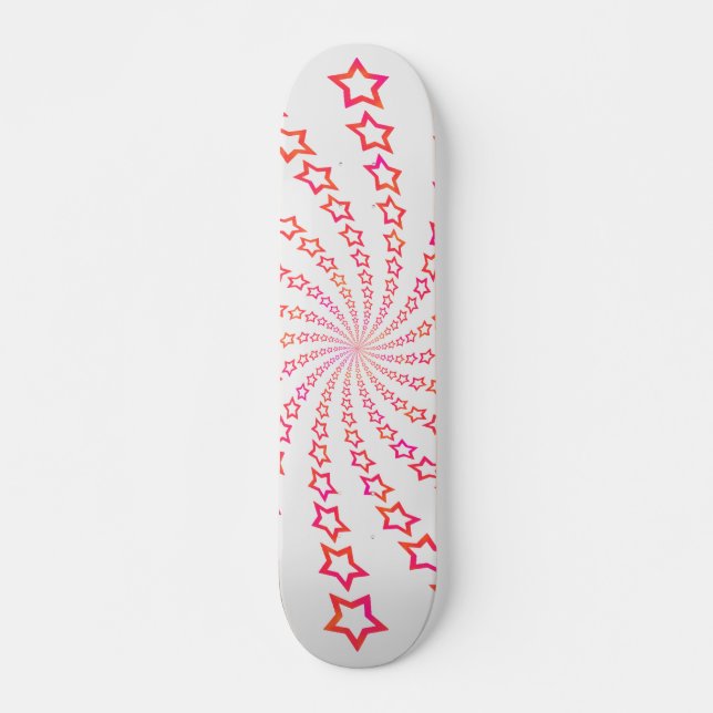 Star Spiral : Étoiles roses et orange : Skateboard (Devant)