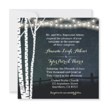 Star String Light Birch Tree Invitations de mariag