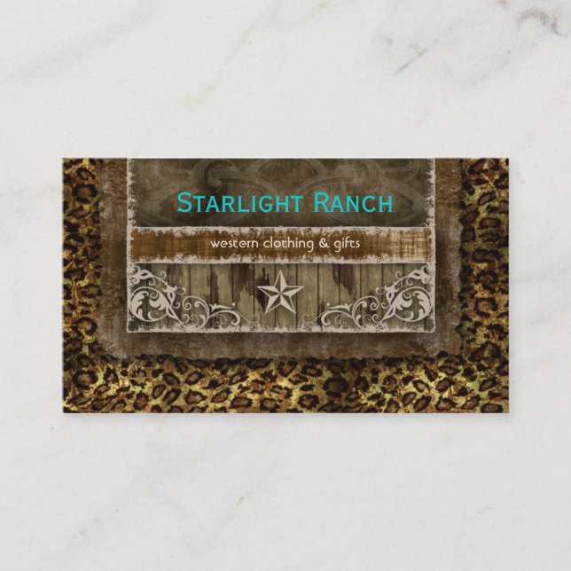 Star Suede Carte de visite Leopard Bleu Brown H (Devant)