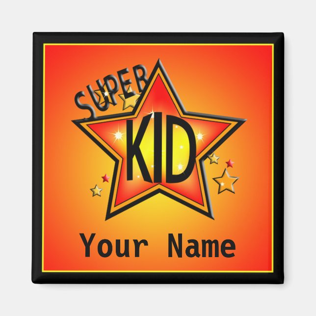Star Super Kid Nom Magnet personnalisé (Devant)