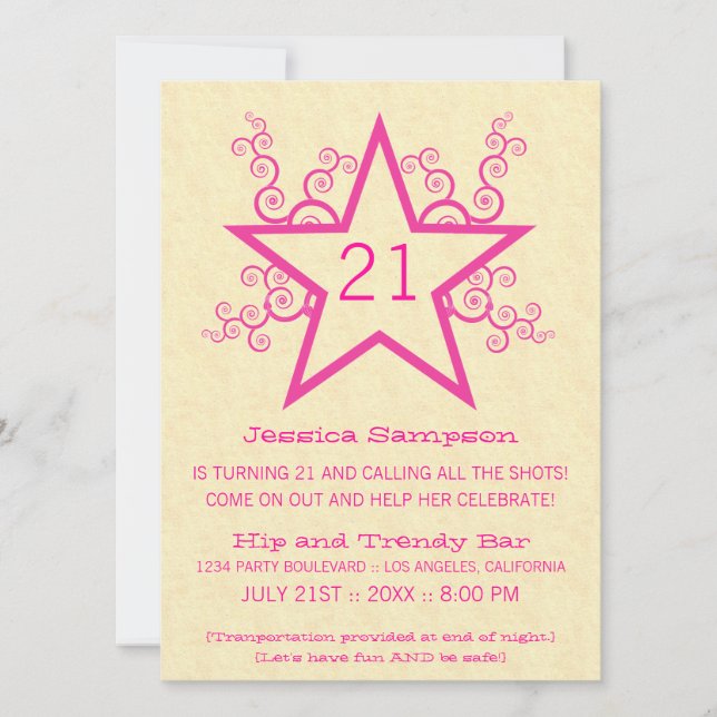 Star Swirls 21e anniversaire Invitation de fête, r (Devant)