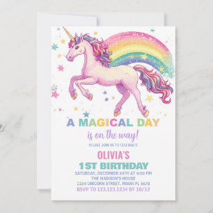 Star Unicorn Rainbow Invitations d'anniversaire