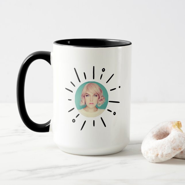 STARBURST |  Simple Fun & Playful Custom Photo Mug (Avec donut)